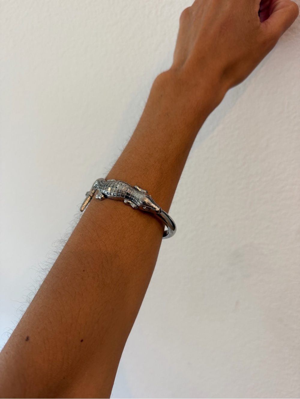 Vintage Silver Tone Crocodile Cuff Bracelet 🐊